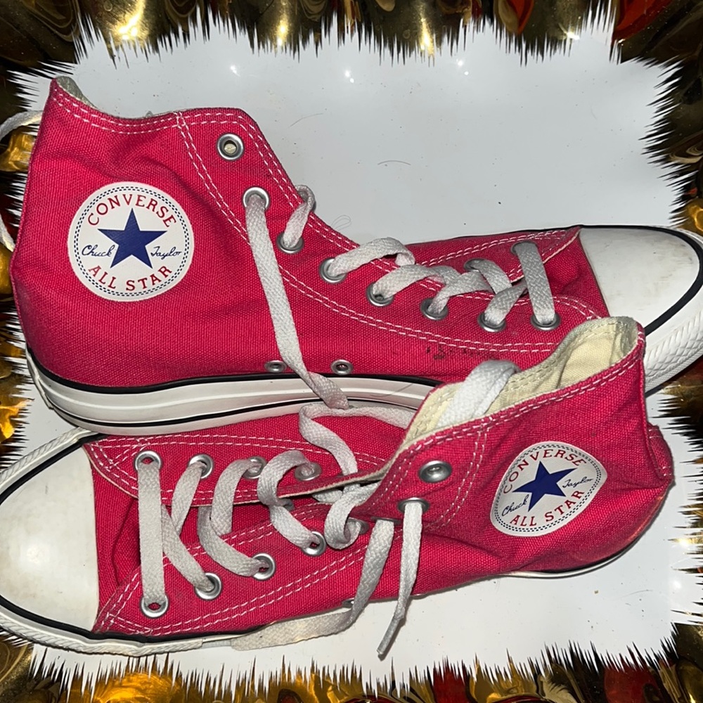 Pink high-top converse